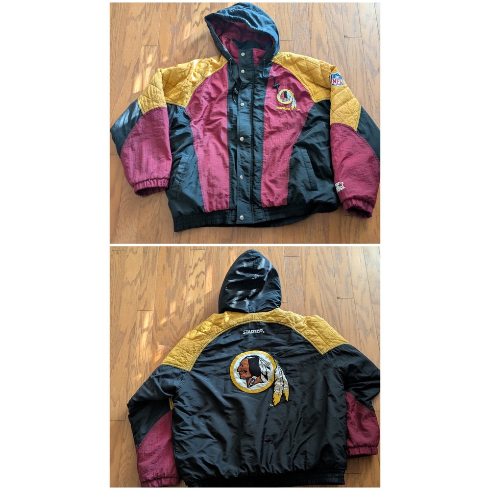 Vintage Starter Washington Redskins NFL Jacket Hooded Colorblock Puffer XL